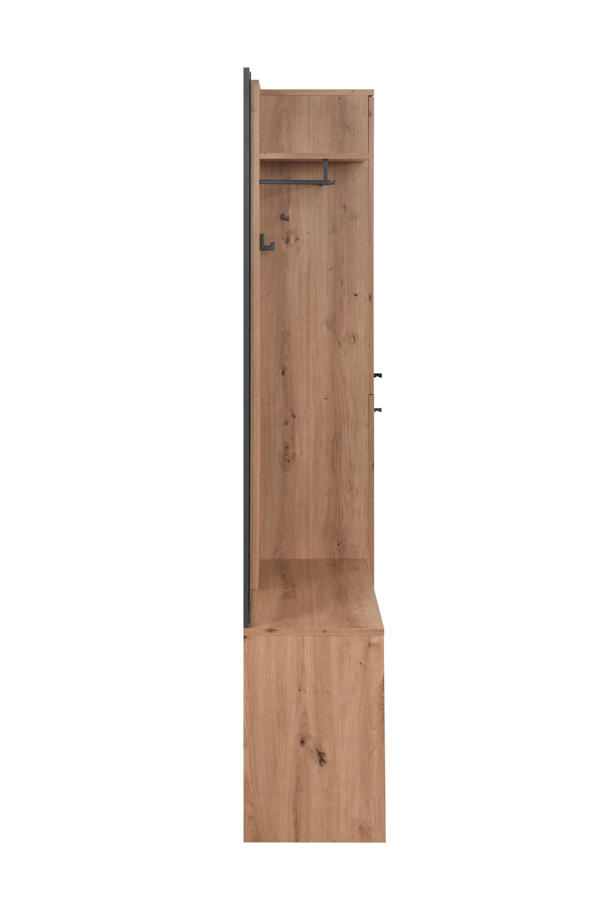 Ansamblu de hol MEDAN 42B - stejar Artisan/antracit, Modern, material pe bază de lemn (122/190/37cm) - MID.YOU