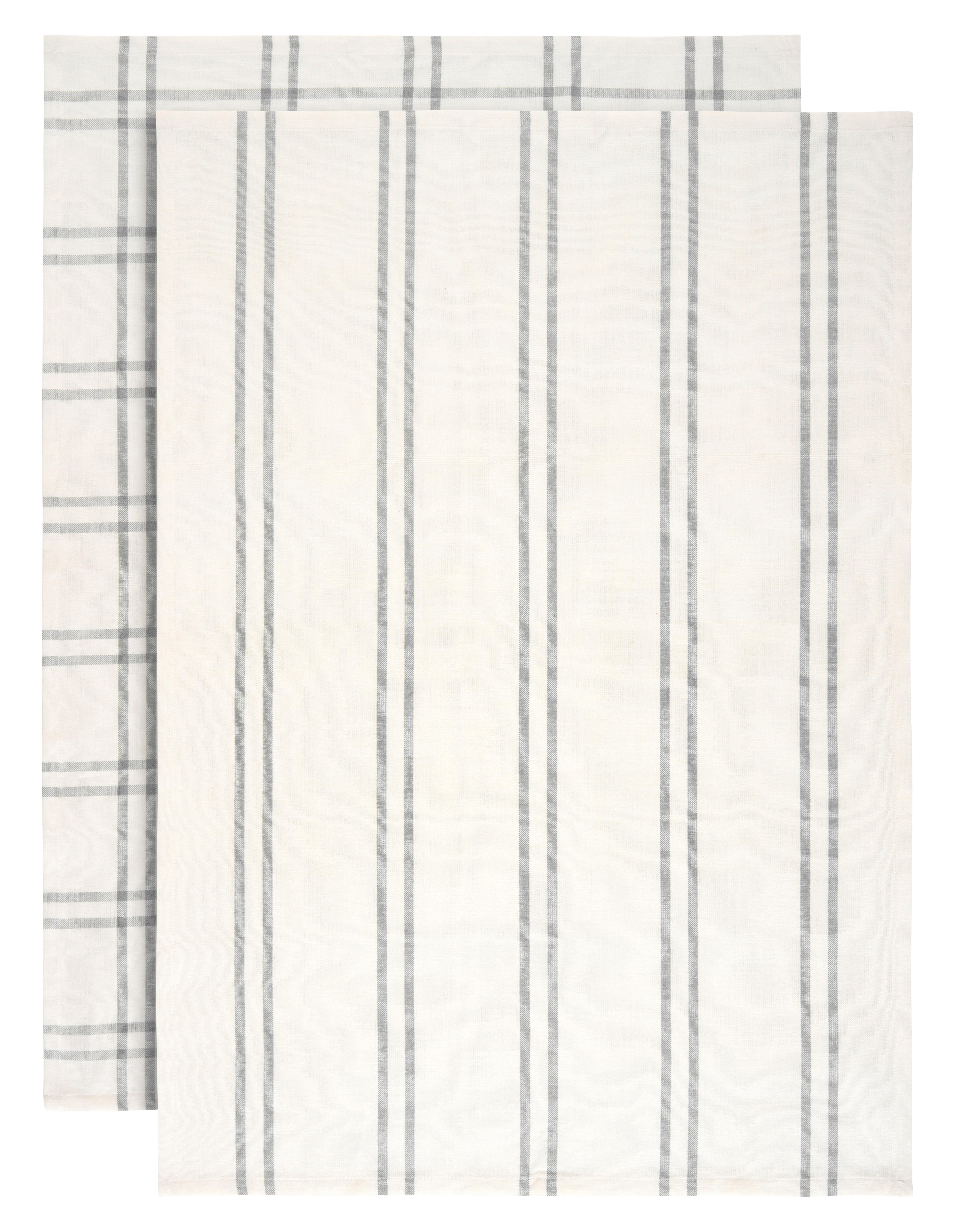 Geschirrtuch-Set Anthrazit/Weiß, 2-teilig - Anthrazit/Weiß, KONVENTIONELL, Textil (50/70cm) - Mömax