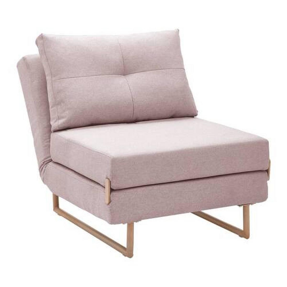 Schlafsessel Malic Rosa Webstoff - Eichefarben/Rosa, MODERN, Textil/Metall (80/84/90cm) - Bessagi Home