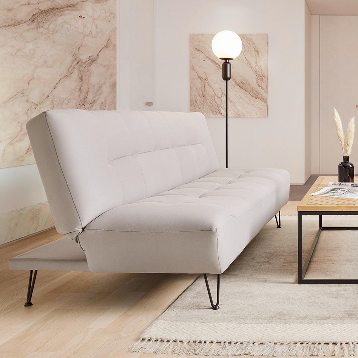 Canapea extensibila GELI - gri deschis, Modern, lemn/metal (192/88/97cm) - Bessagi Home