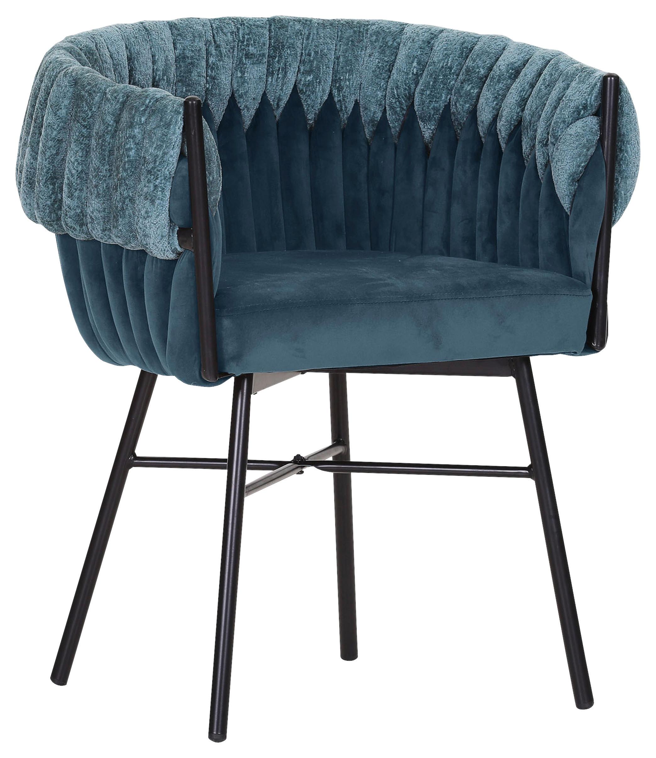 KRZESŁO Z PODŁOKIETNIKAMI TWISTY - petrol/turkusowy, Design, metal/tkanina (65/76/60cm) - Landscape