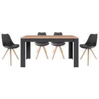 TISCHGRUPPE KIRA - Eichefarben/Schwarz, MODERN, Holzwerkstoff/Kunststoff - MID.YOU