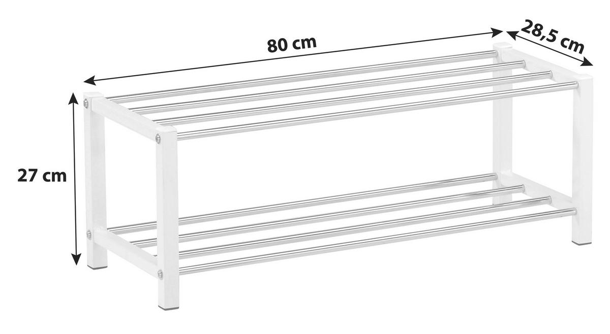 Regal Za Čevlje Kai, Bela, Barva Kroma - barve kroma/bela, Moderno, kovina (80/27/28,5cm)