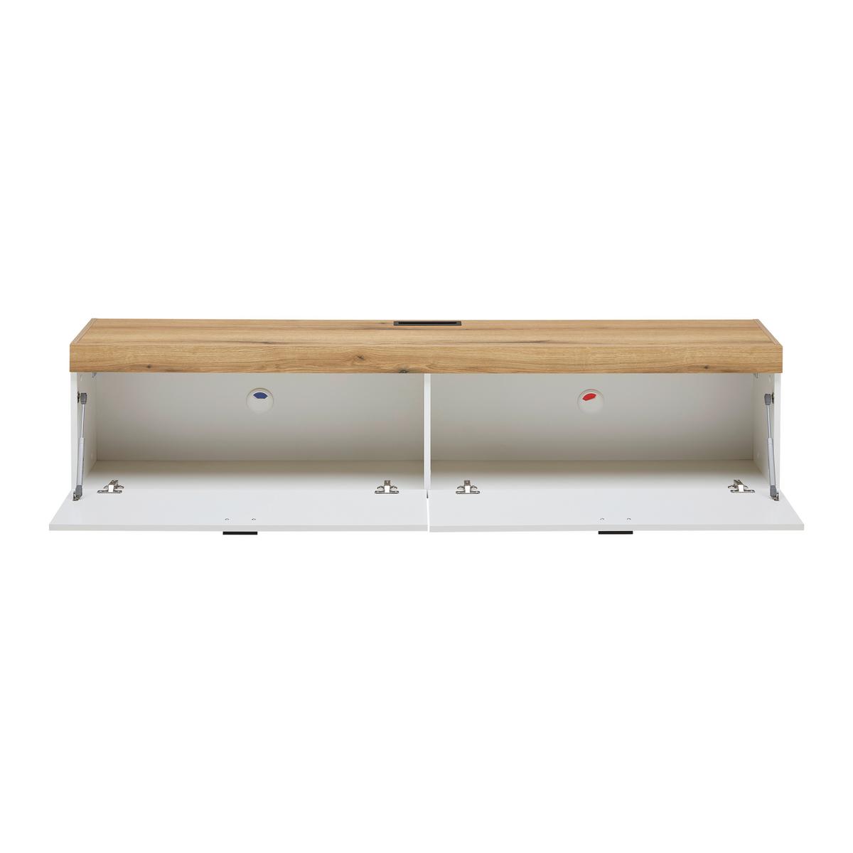 TV-Element Kiro Weiß/Eichefarben - MODERN, Holzwerkstoff/Metall (180/40/35cm) - Mömax