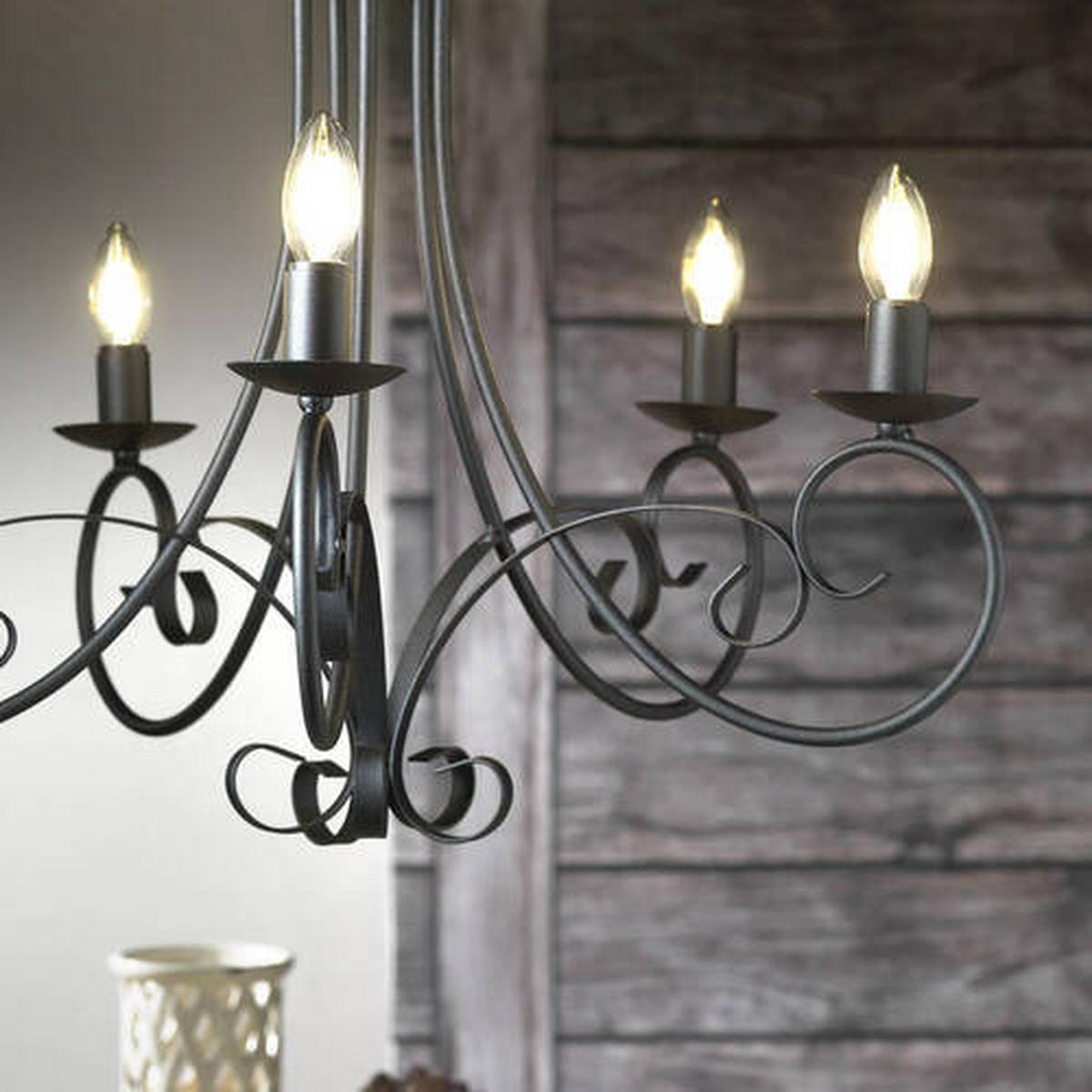Kronleuchter Pompei Schwarz max. 6 Watt - Schwarz, KONVENTIONELL, Metall (60/110cm)