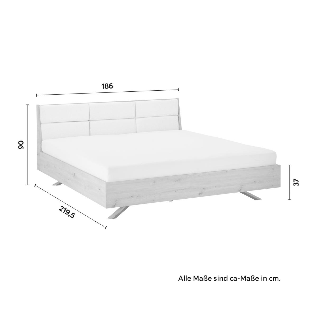 ŁÓŻKO TAPICEROWANE DORMIO - kolor dębowy/czarny, Modern, metal/drewno (180/200cm) - Bessagi Home