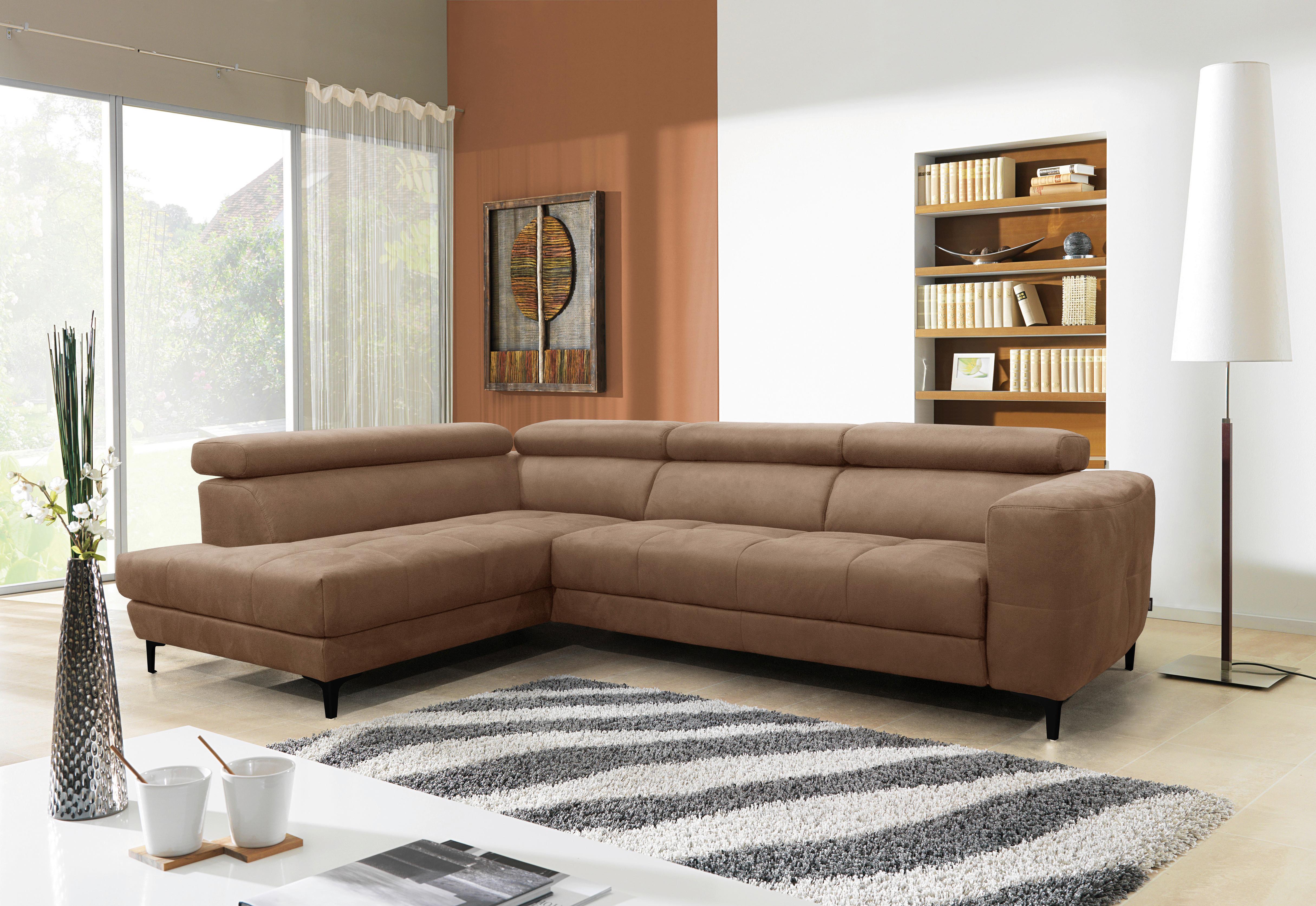 Ugaona Garnitura Emma - braon/crna, Moderno, tekstil (210/83-102/301cm) - Mömax