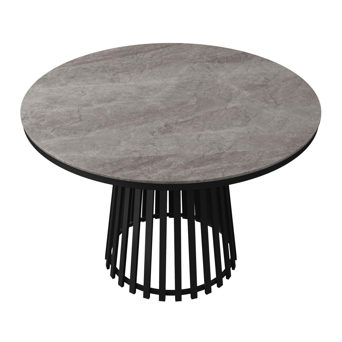 Esstisch rund Pela Grau/ Schwarz MDF Ø ca. 110 cm - Schwarz/Grau, MODERN, Holzwerkstoff/Stein (110/75cm) - Bessagi Home