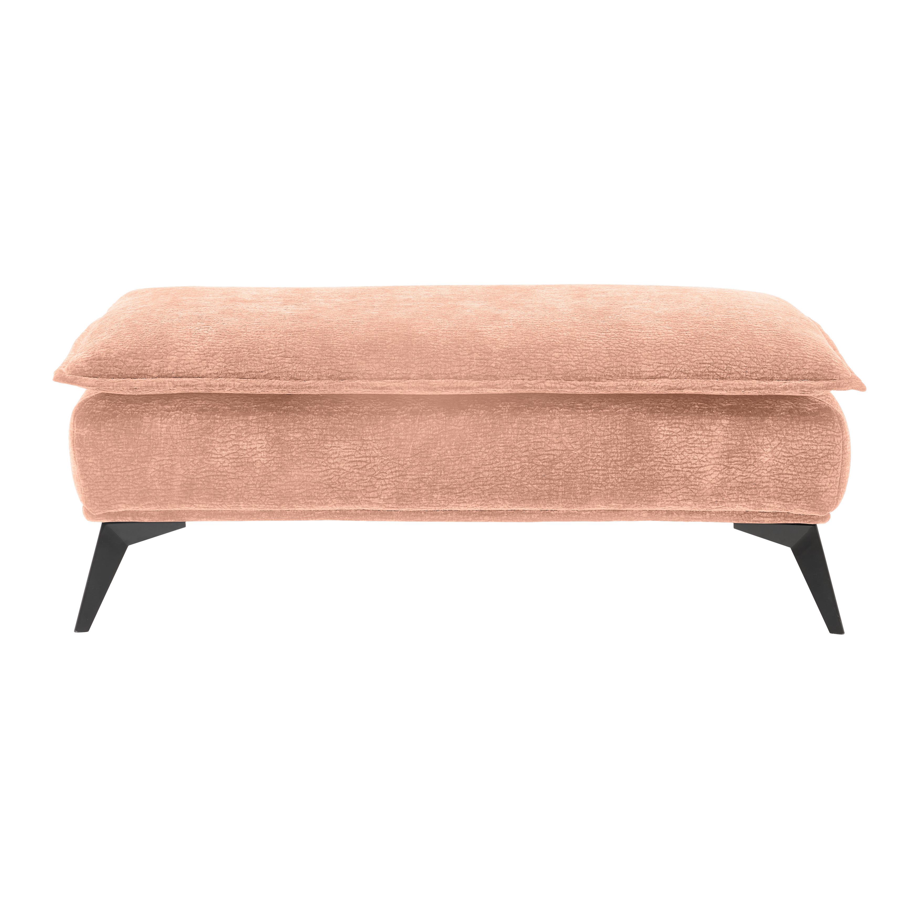 Hocker Ottawa Rose Strukturstoff - Schwarz/Altrosa, MODERN, Textil/Metall (122/47/68cm) - Premium Living