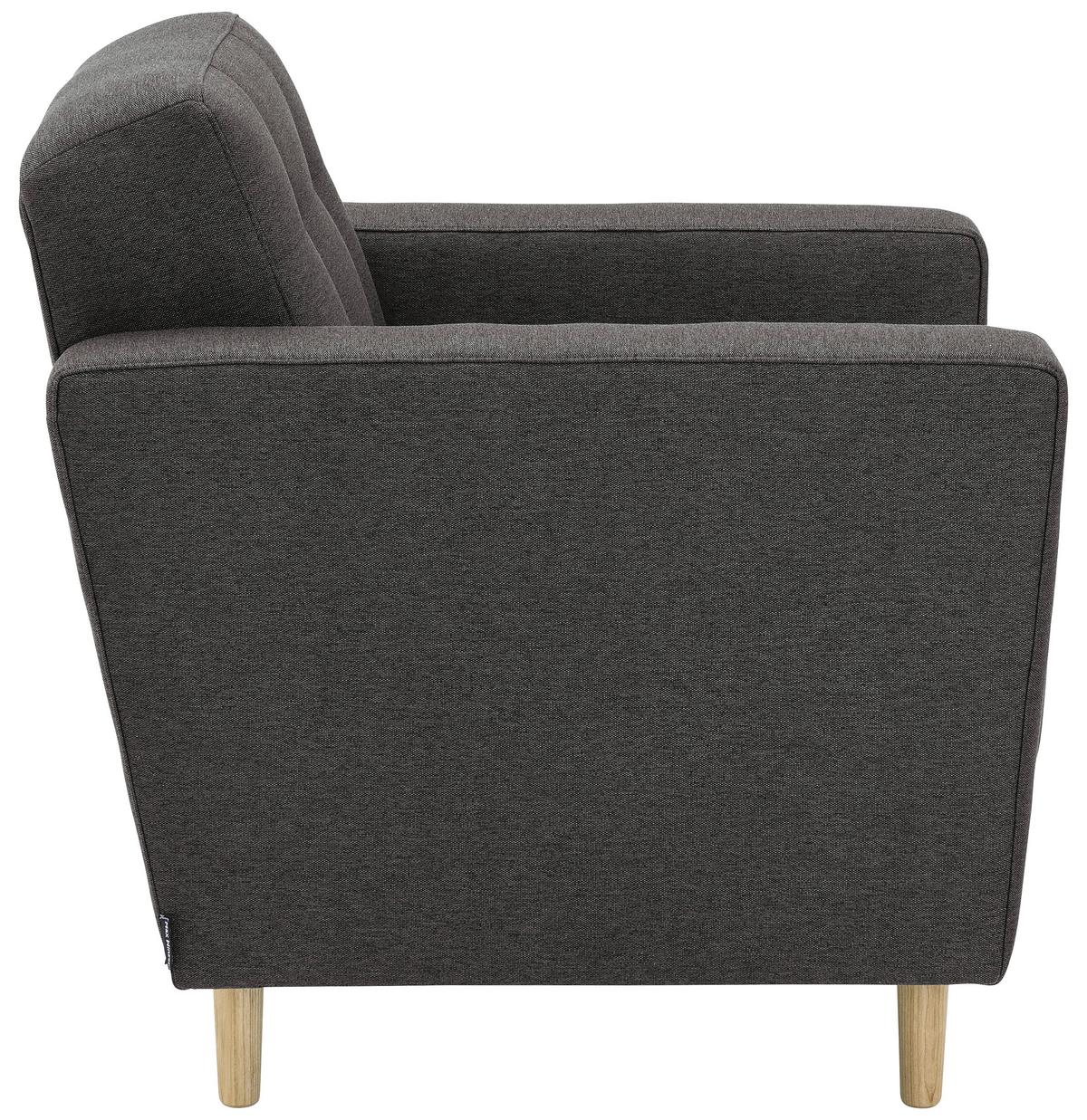 Polstersessel Jasmin Anthrazit Flachgewebe - Anthrazit/Eschefarben, MODERN, Holz/Textil (75/81/83cm) - Max Winzer
