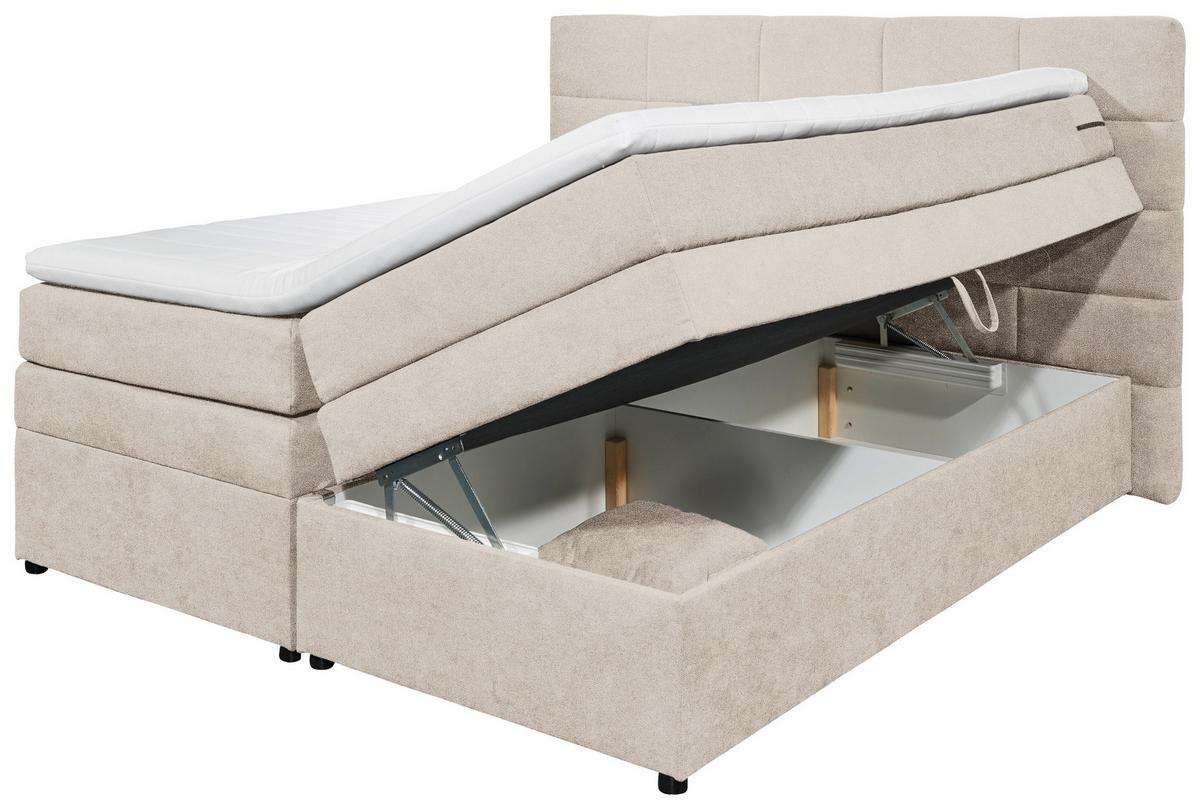 Boxspringbett Tacoma 3 inkl. Topper ca. 180x200 cm Sandf. - Sandfarben, KONVENTIONELL, Kunststoff/Textil (180/200cm) - MID.YOU