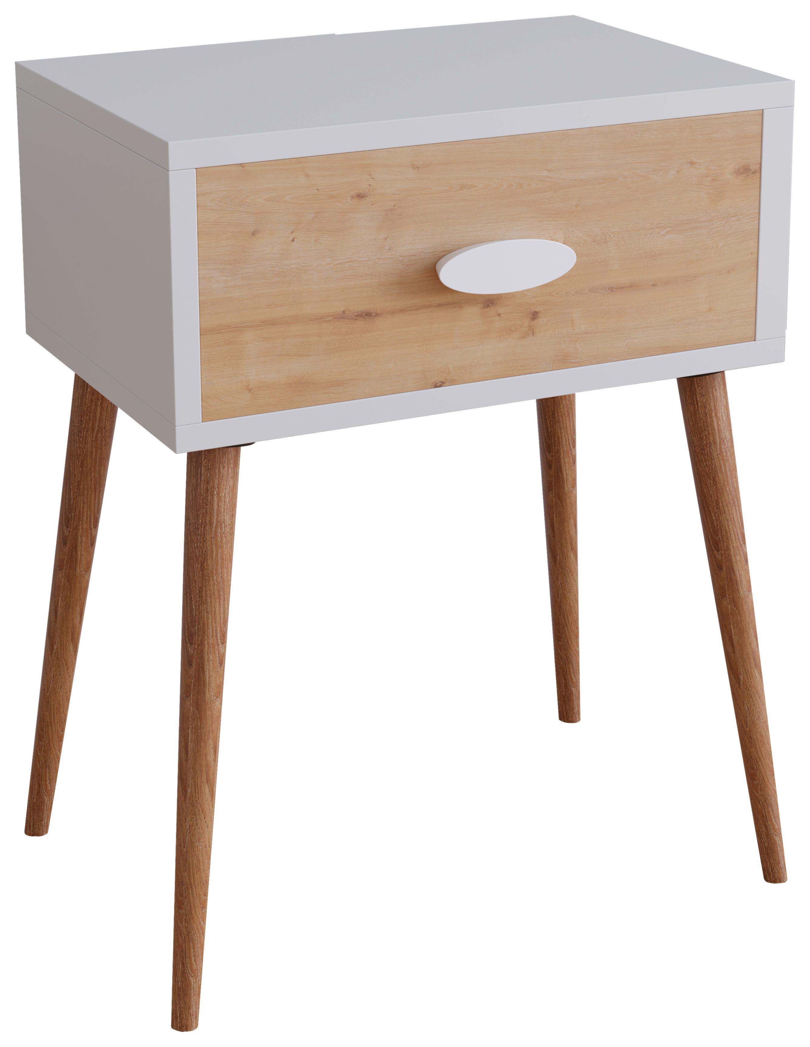 NACHTKÄSTCHEN SINGOL L - Honigeiche/Weiss, Modern, Holzwerkstoff (44,5/60/30cm) - MID.YOU