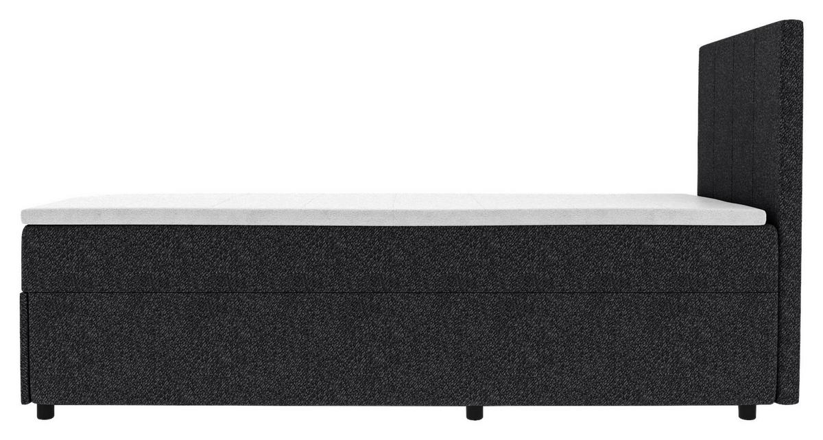 Boxbett Odin Schwarz max. 90x200cm - Schwarz, KONVENTIONELL, Kunststoff/Textil (90/200cm) - Based