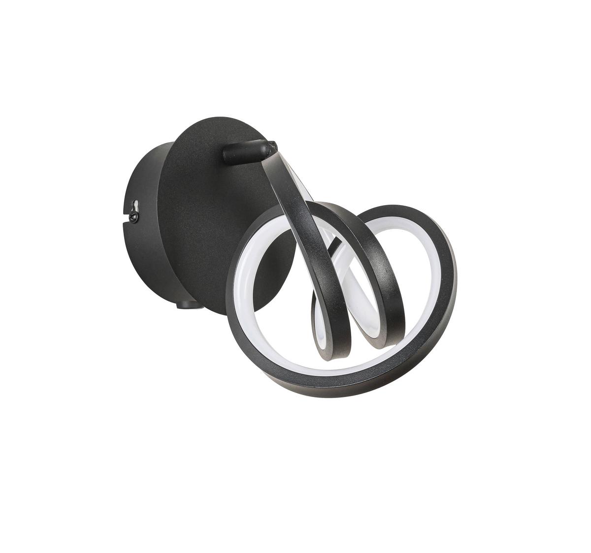LED Spotlámpa Rundi - fekete, Modern, műanyag/fém (12/12/18cm) - Modern Living