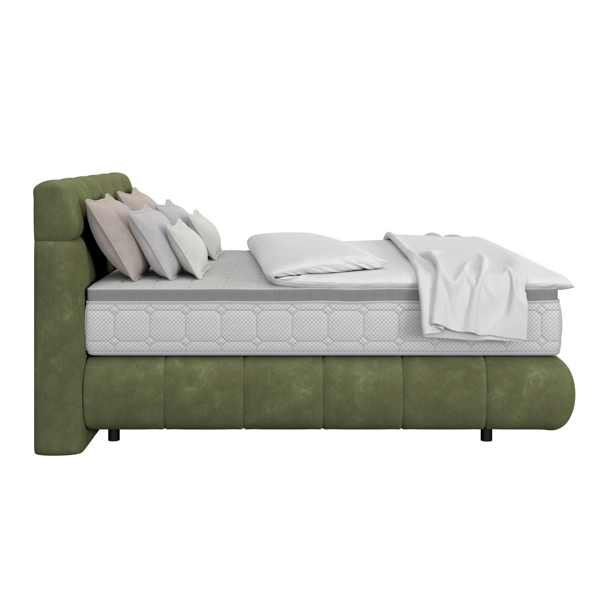 Boxspring Krevet Nobu - tamno zelena/crna, Trend, drvo/tekstil (180/200cm) - Premium Living
