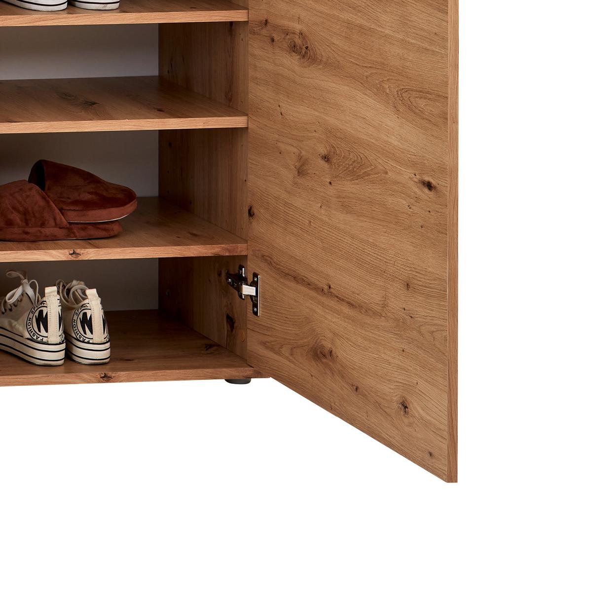 Ormarić Za Cipele Boot 2 - boje hrasta/crna, Moderno, drvni materijal/plastika (120/125/37cm) - Modern Living
