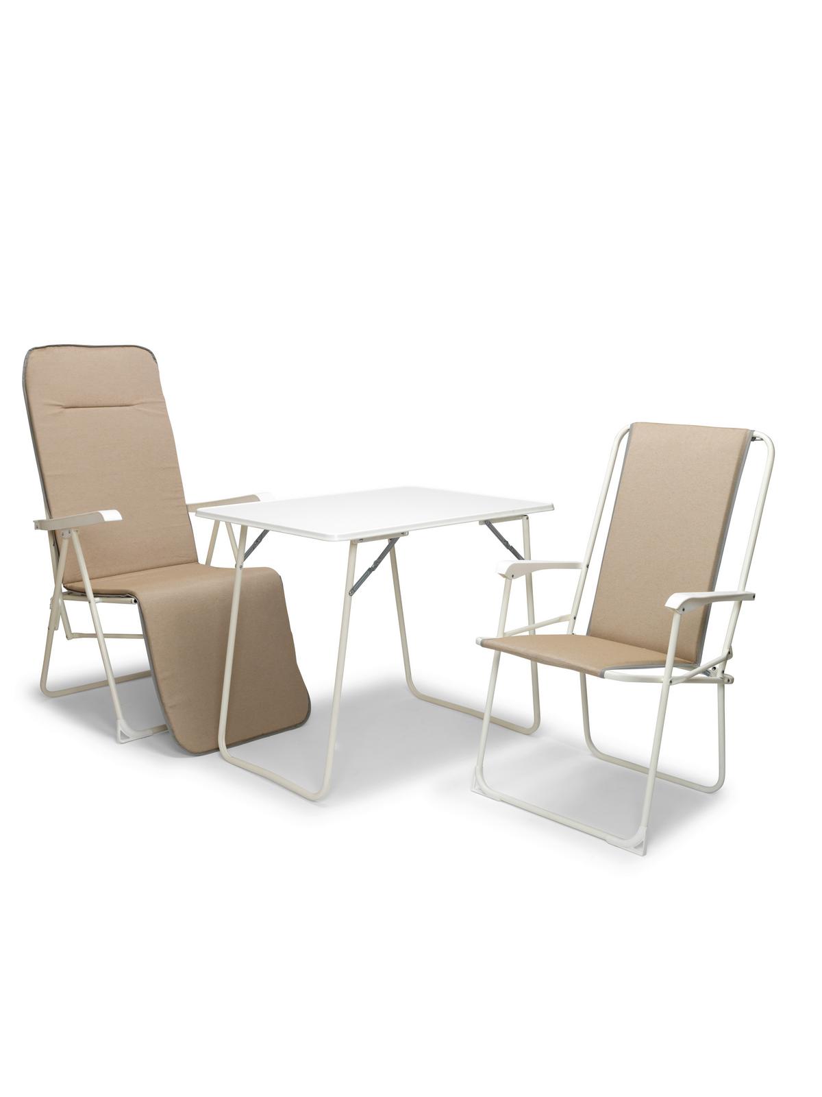Relaxliege Chiemsee Beige/Weiß - Beige/Weiß, Basics, Textil/Metall (58/108/75cm) - Gardenson