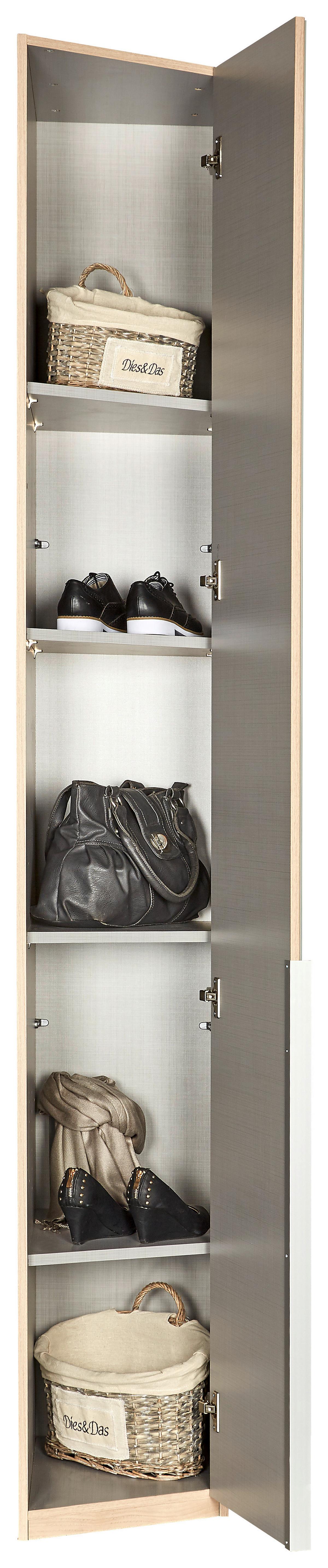 Schrägelement in Weissglas - Weiss/Eichefarben, Konventionell, Holzwerkstoff/Metall (33/236cm) - Premium Living