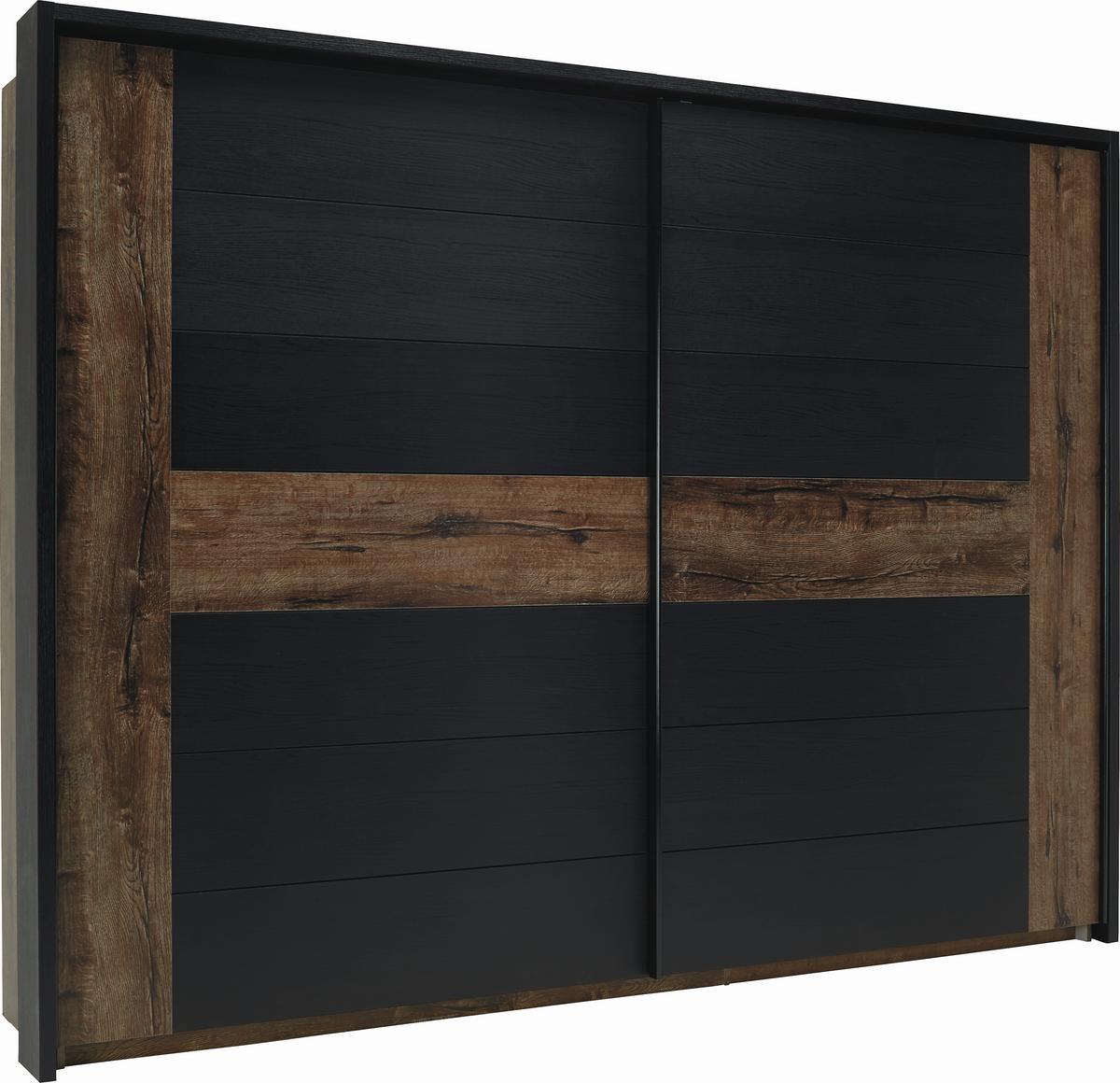 Dulap de haine Bellevue - culoare lemn stejar/negru, Lifestyle, plastic/metal (270/210/61cm)