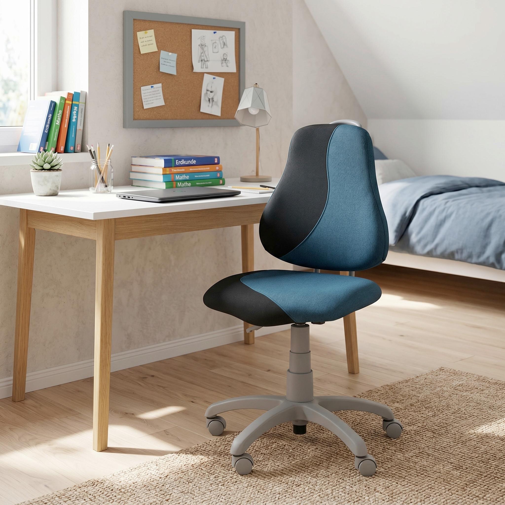 Jugenddrehstuhl Kiki S-Line Blau/Beige - Blau/Schwarz, KONVENTIONELL, Kunststoff/Textil (64/84-106/64cm) - Mömax