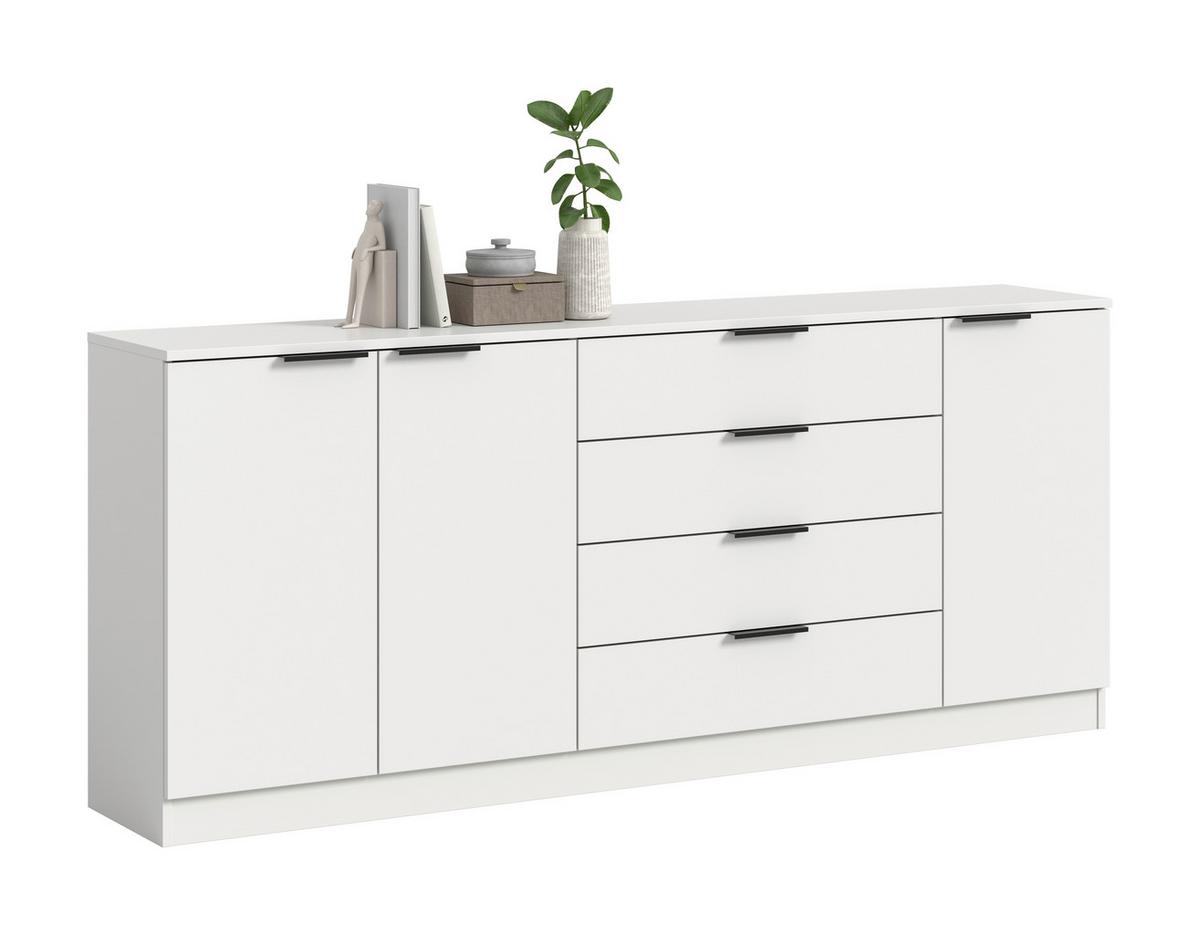 Kommode Kopenhagen Weiß - Schwarz/Weiß, Design, Holzwerkstoff/Kunststoff (185/80/35cm) - Livetastic