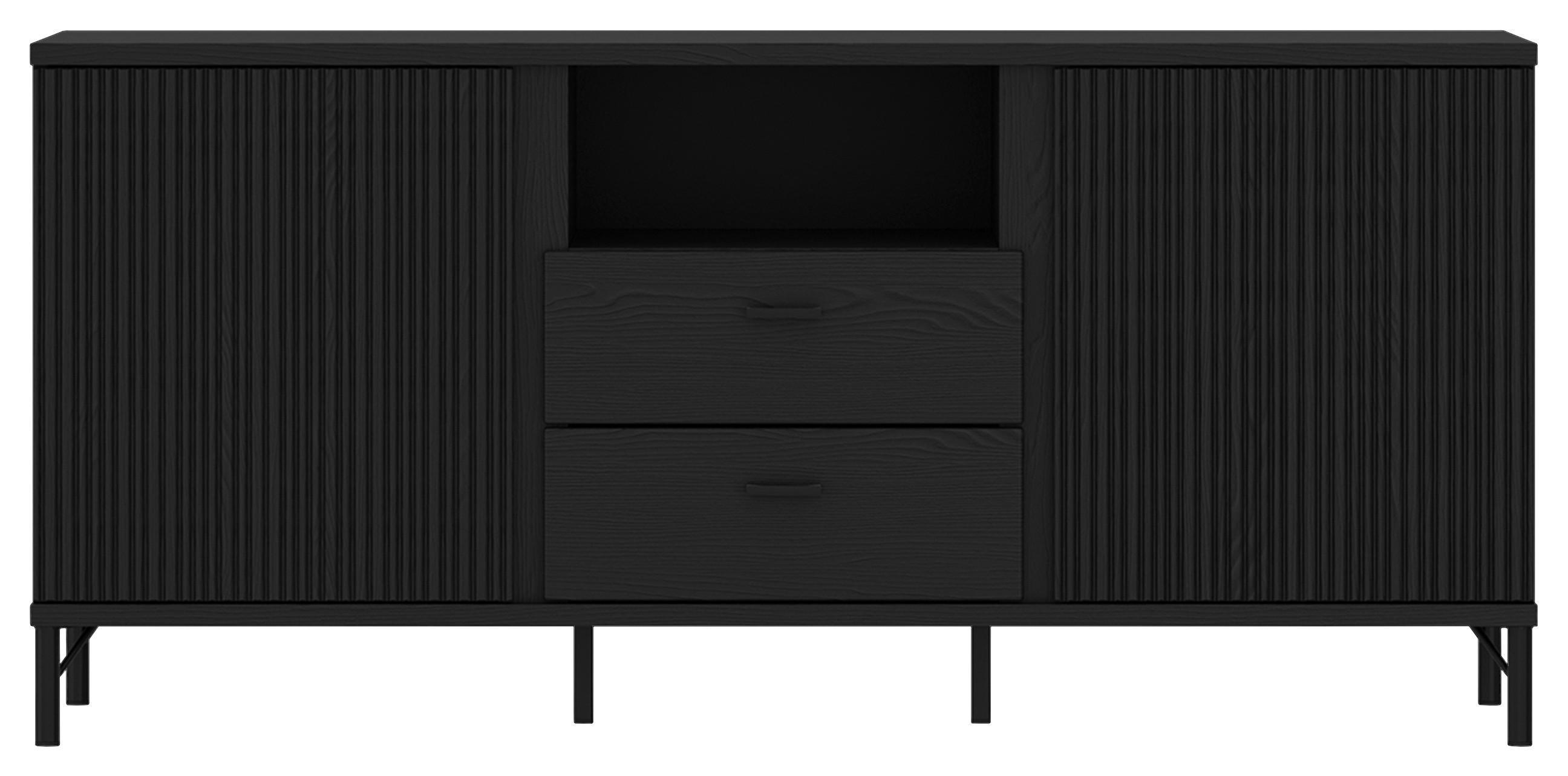 Tv-element Lusaka, Črna - črna, Trend, kovina/leseni material (150/70/40cm)