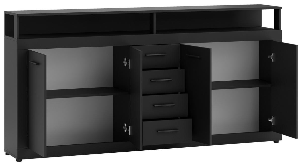 Široka Komoda Lupo, Antracit - antracit, Design, umetna masa/leseni material (190/96/32cm) - MID.YOU