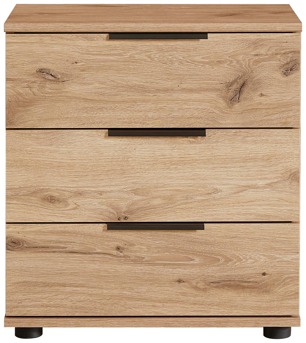 Nachtkästchen easy plus black a Eichefarben - Eichefarben/Schwarz, KONVENTIONELL, Holzwerkstoff/Metall (52/58/38cm) - Mömax