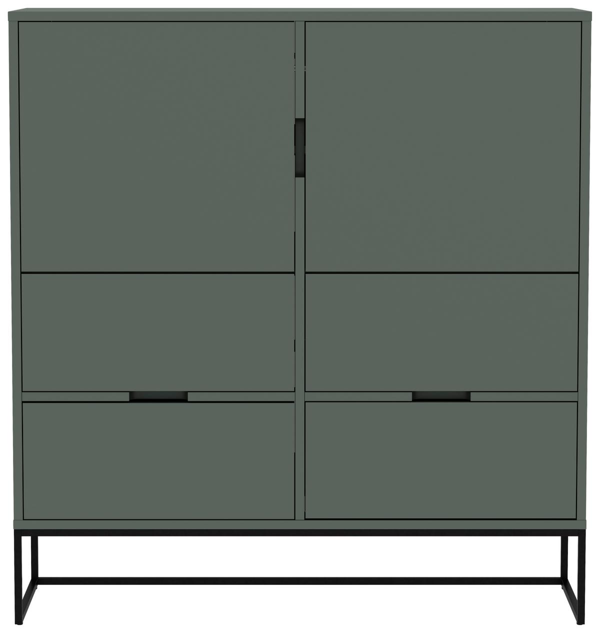 KOMODA WYSOKA LIPP - LOMOCO - - czarny/ciemnozielony, Design, materiał drewnopochodny/metal (118/127/43cm) - Lomoco