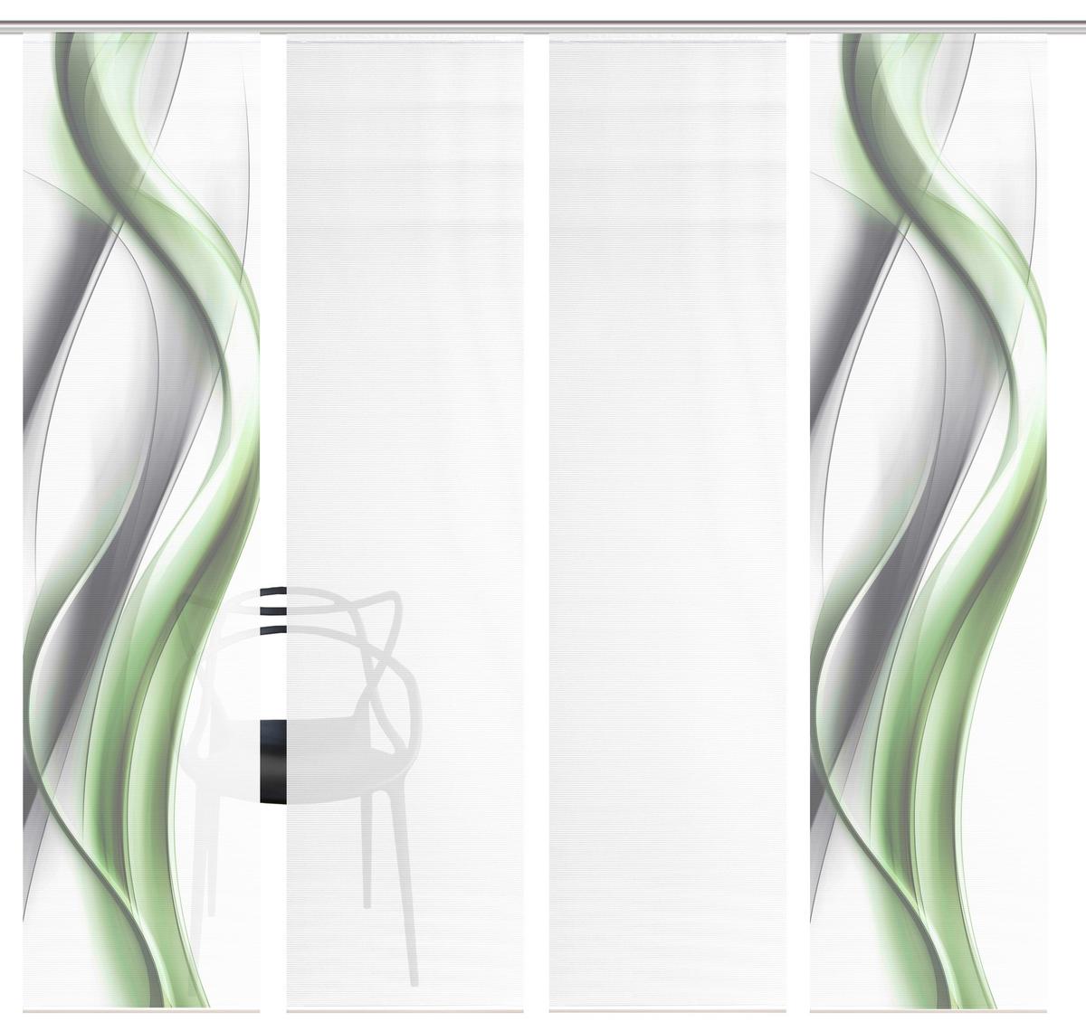 ZASŁONA PANELOWA CARA 4-CZĘŚCIOWY - zielony/biały, Design, tkanina (60/260cm)