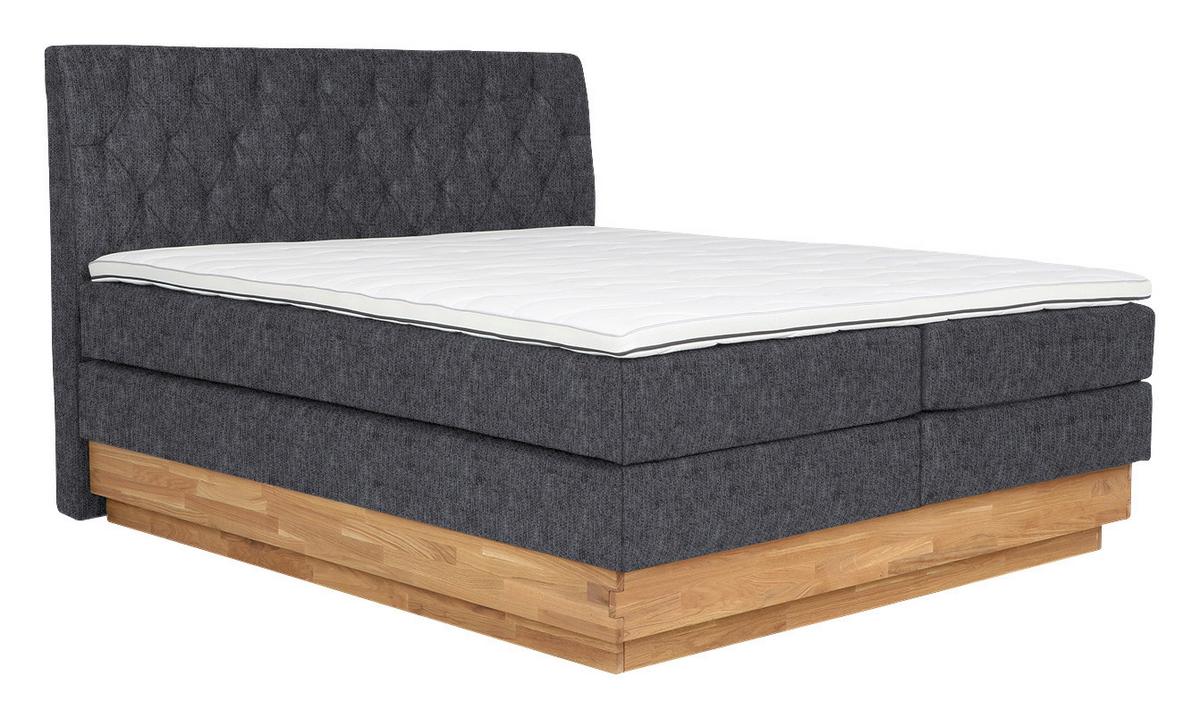 Boxspringbett in Anthrazit ca. 160x200cm - Anthrazit, Holz/Kunststoff (160/200cm) - Zandiara