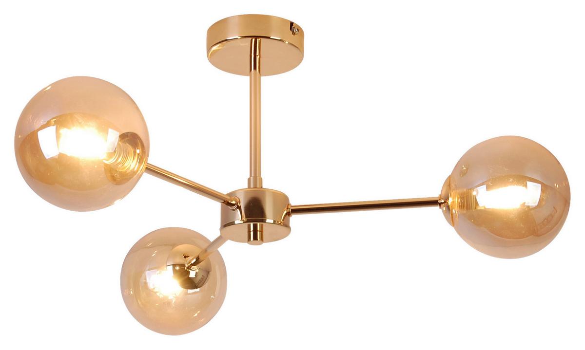 LAMPA SUFITOWA AMBER - kolor bursztynowy, Trend, metal/szkło (62/62/25cm) - Novel