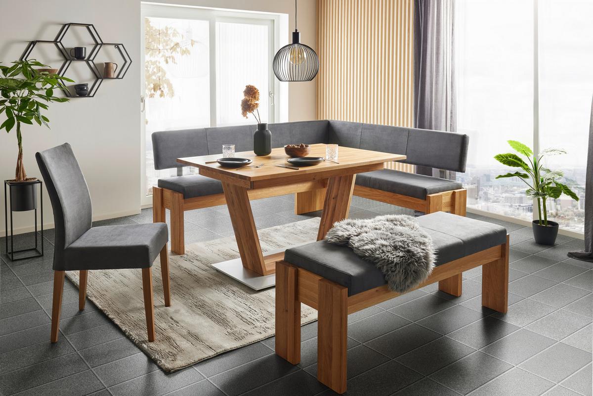 Truhenbank in Eichefarben/Dunkelgrau - Dunkelgrau/Eichefarben, Basics, Holz/Textil (130/45/52cm) - Mömax