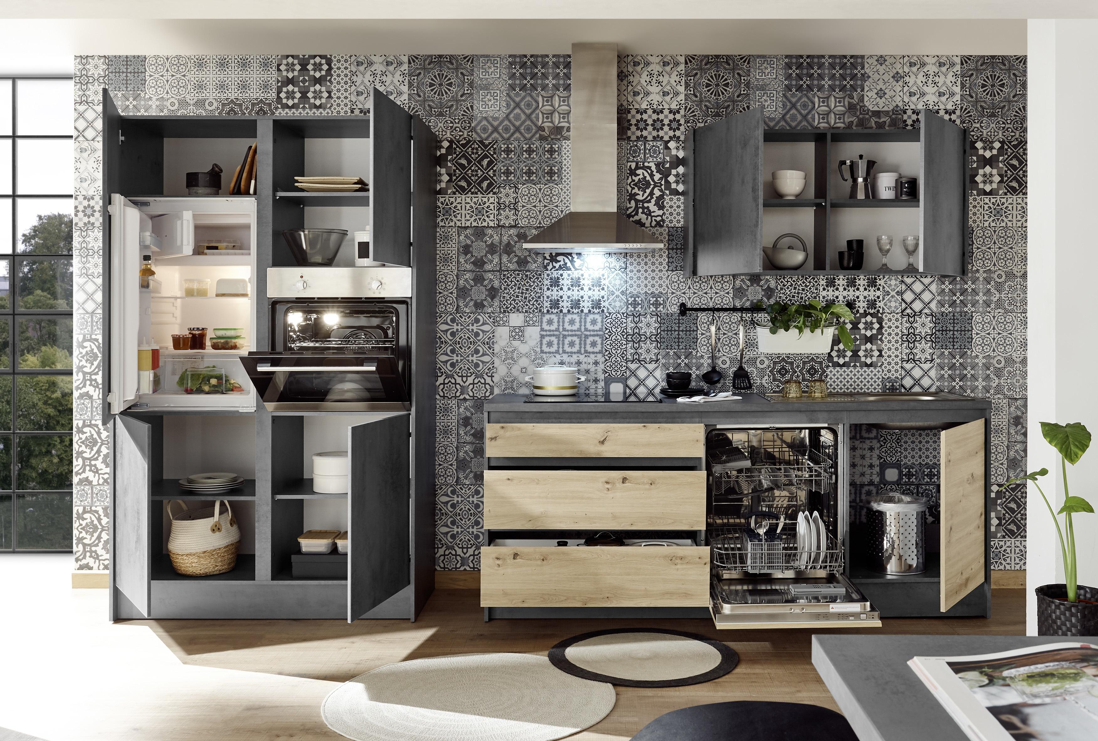 Kuhinjski Blok Bez Uređaja Troja - boje hrasta/antracit, Modern, drvni materijal (337/211/60cm) - Based