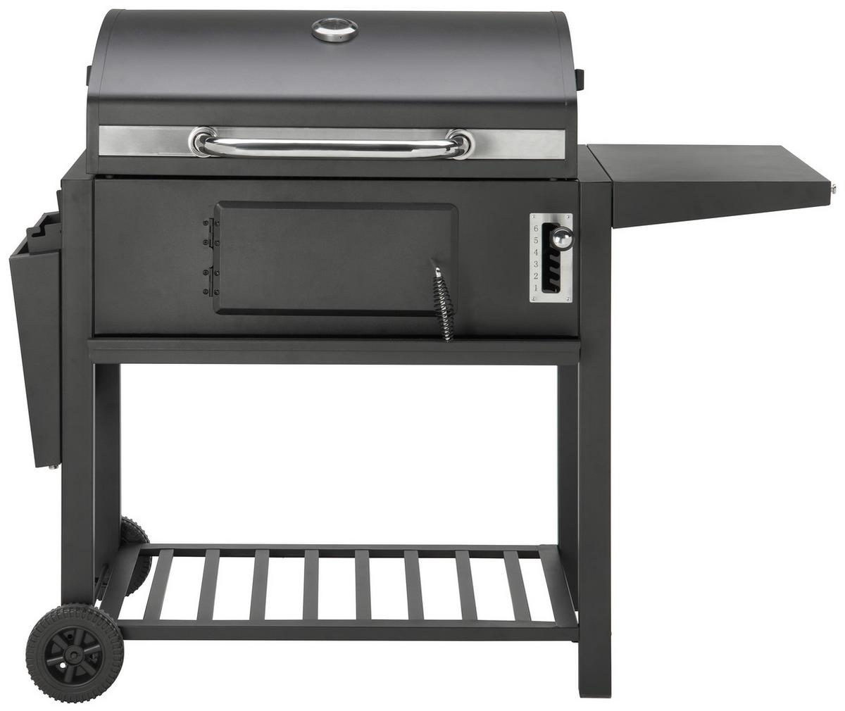 Holzkohlegrill Grillmax 5 Schwarz mit Thermometer - Schwarz, Modern, Kunststoff/Metall (164/64/110cm) - Mömax