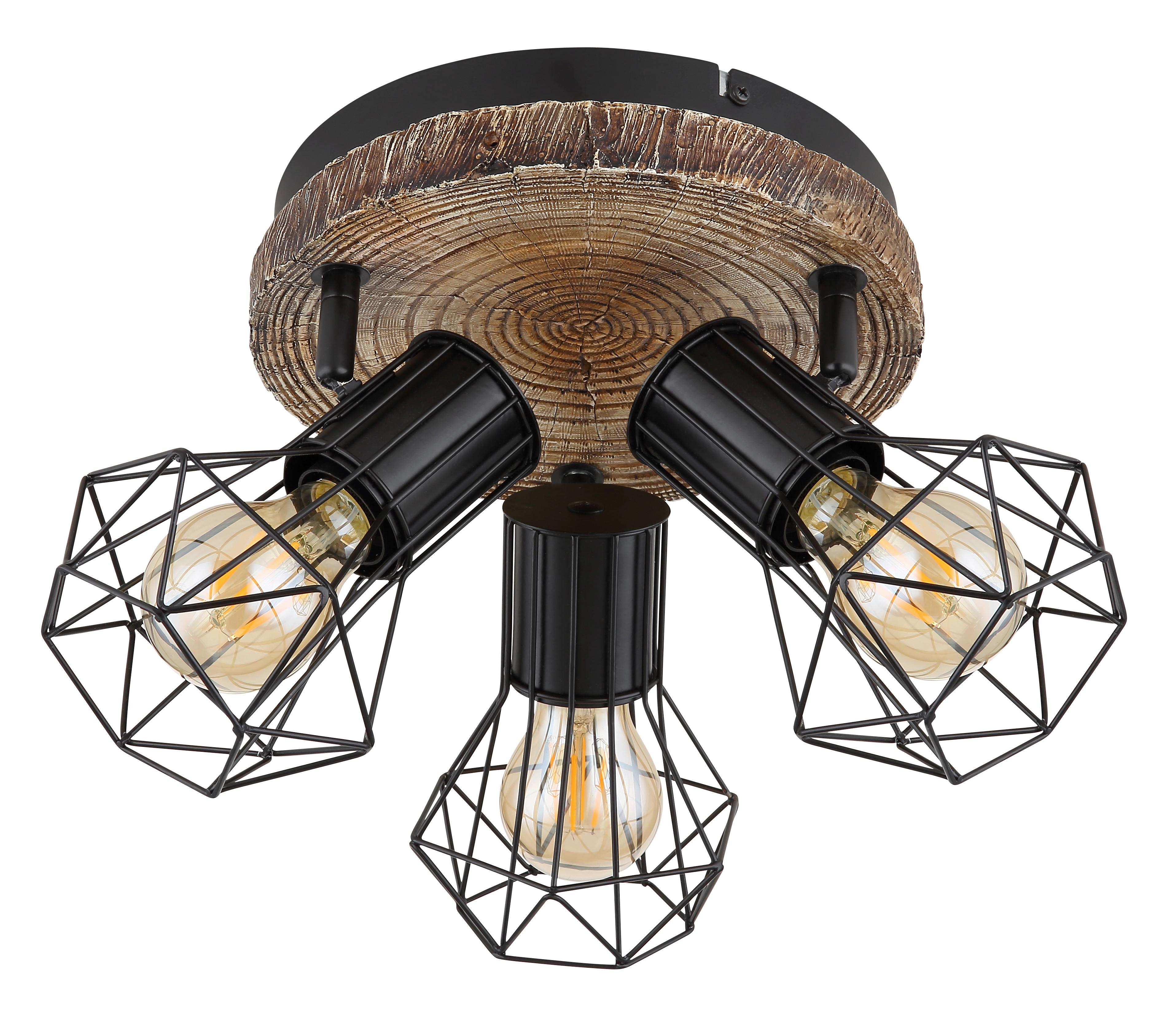 Strahler Priska max. 60 Watt - Schwarz/Naturfarben, KONVENTIONELL, Kunststoff/Metall (30/30cm) - Globo