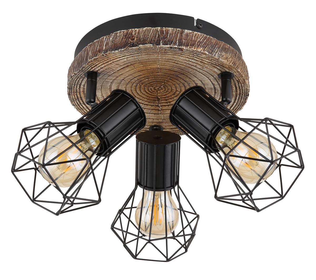 Strahler Priska max. 60 Watt - Schwarz/Naturfarben, KONVENTIONELL, Kunststoff/Metall (30/30cm) - Globo