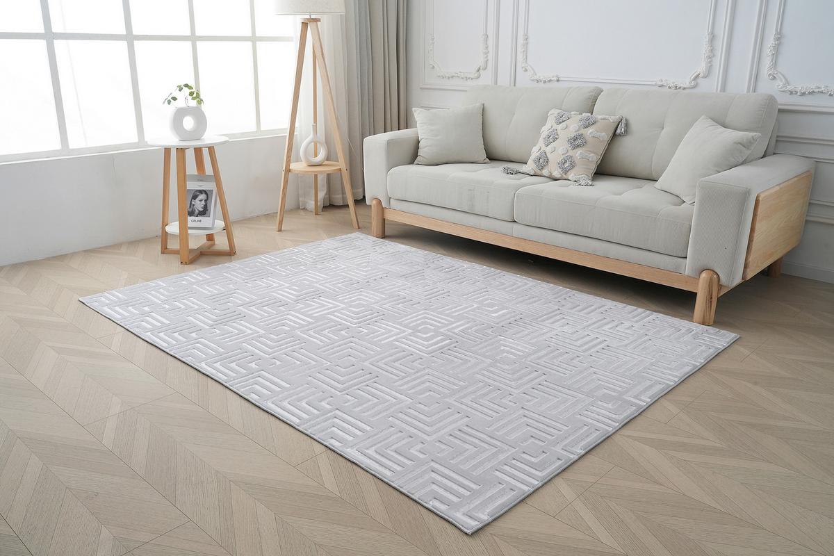 Flachwebeteppich Calma 325 Silber 200 X 290 Cm - Silberfarben, Basics, Textil (200/290cm) - Kayoom