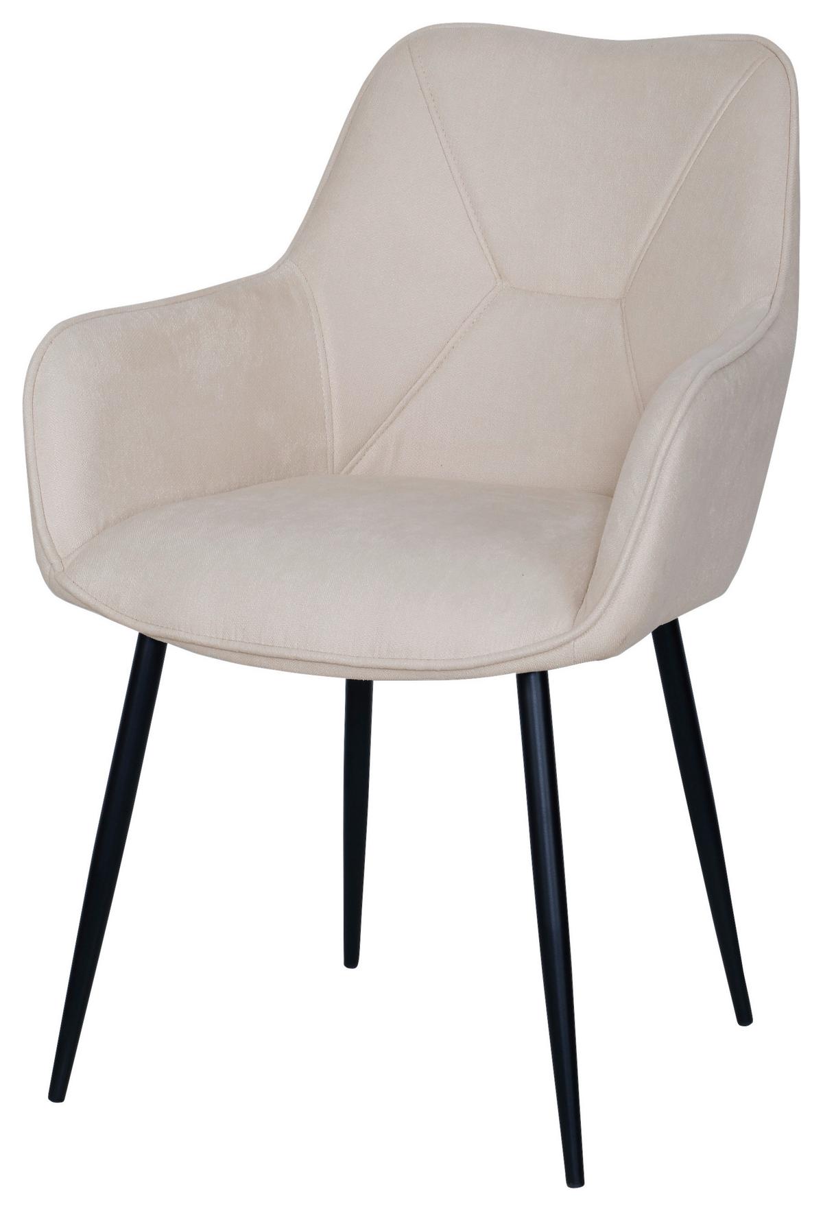 Armlehnstuhl Elena in Beige - Beige/Schwarz, MODERN, Holz/Textil (57/85/60cm) - Mömax
