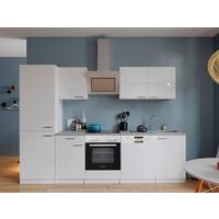 Küchenblock Malia mit Geräten ca. 280 cm Weiß - Edelstahlfarben/Graphitfarben, Basics, Holzwerkstoff/Metall (280cm) - Respekta