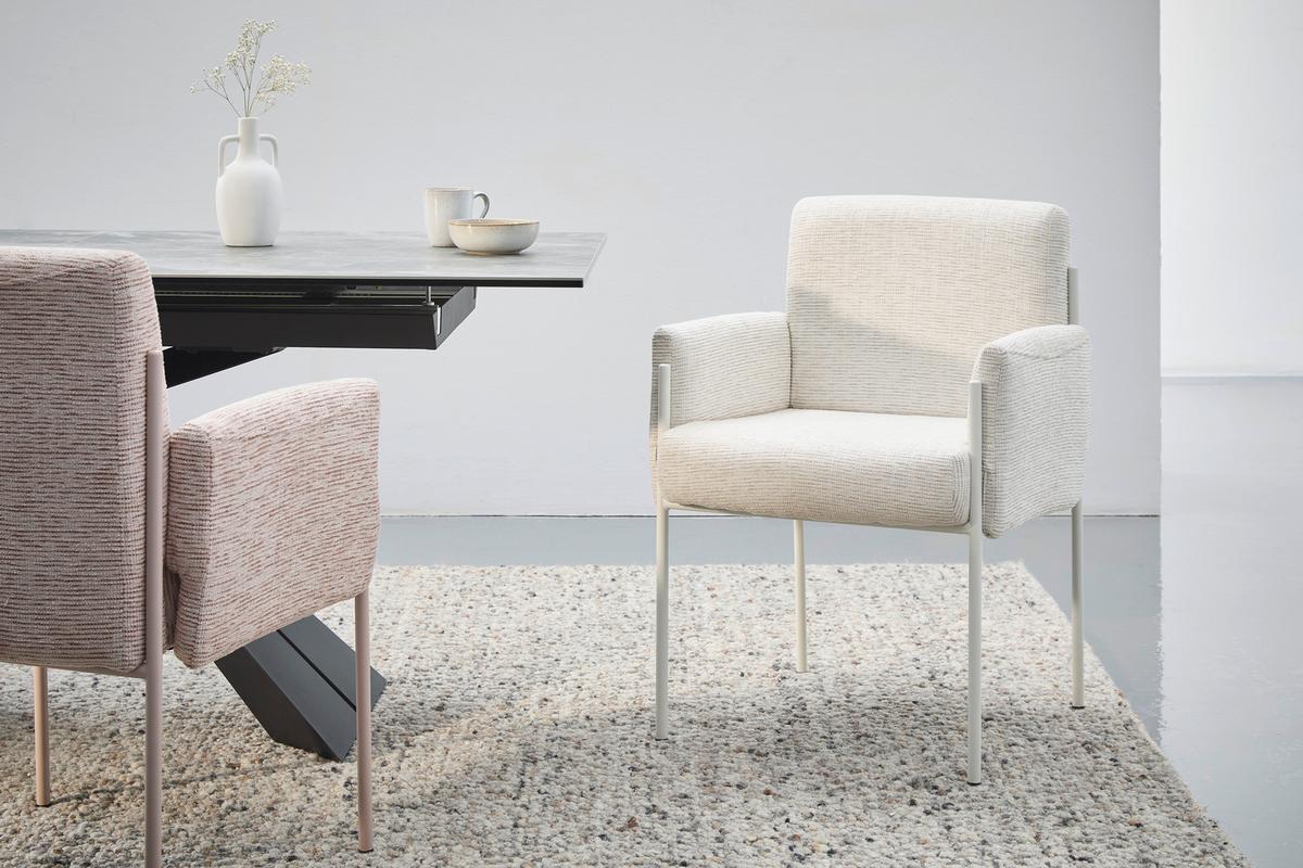 KRZESŁO Z PODŁOKIETNIKAMI JOHNNY -EXKLUSIV- - beżowy, Design, metal/tkanina (62/86/63cm) - Novel