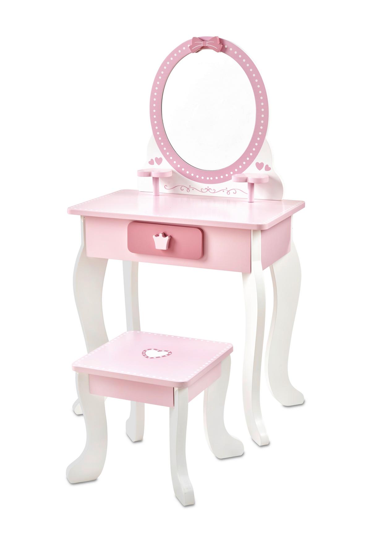 TOALETKA SWEET - różowy/biały, Basics, materiał drewnopochodny/tworzywo sztuczne (48/29/87cm) - My Baby Lou