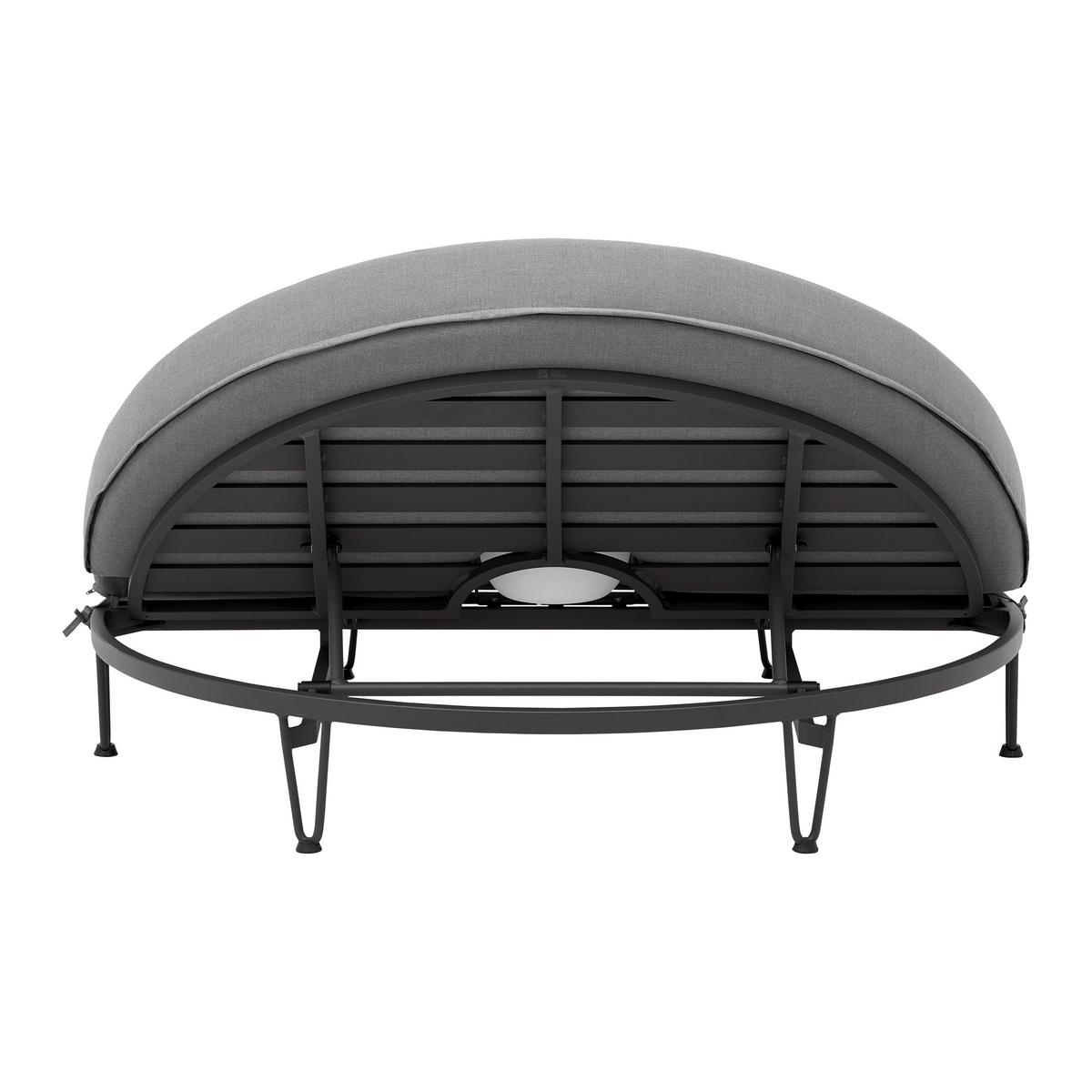 Sonneninsel "Evelina", Outdoorgewebe,inkl LED-Leuchte - Dunkelgrau, Modern, Textil/Metall (130/66cm) - Bessagi Garden