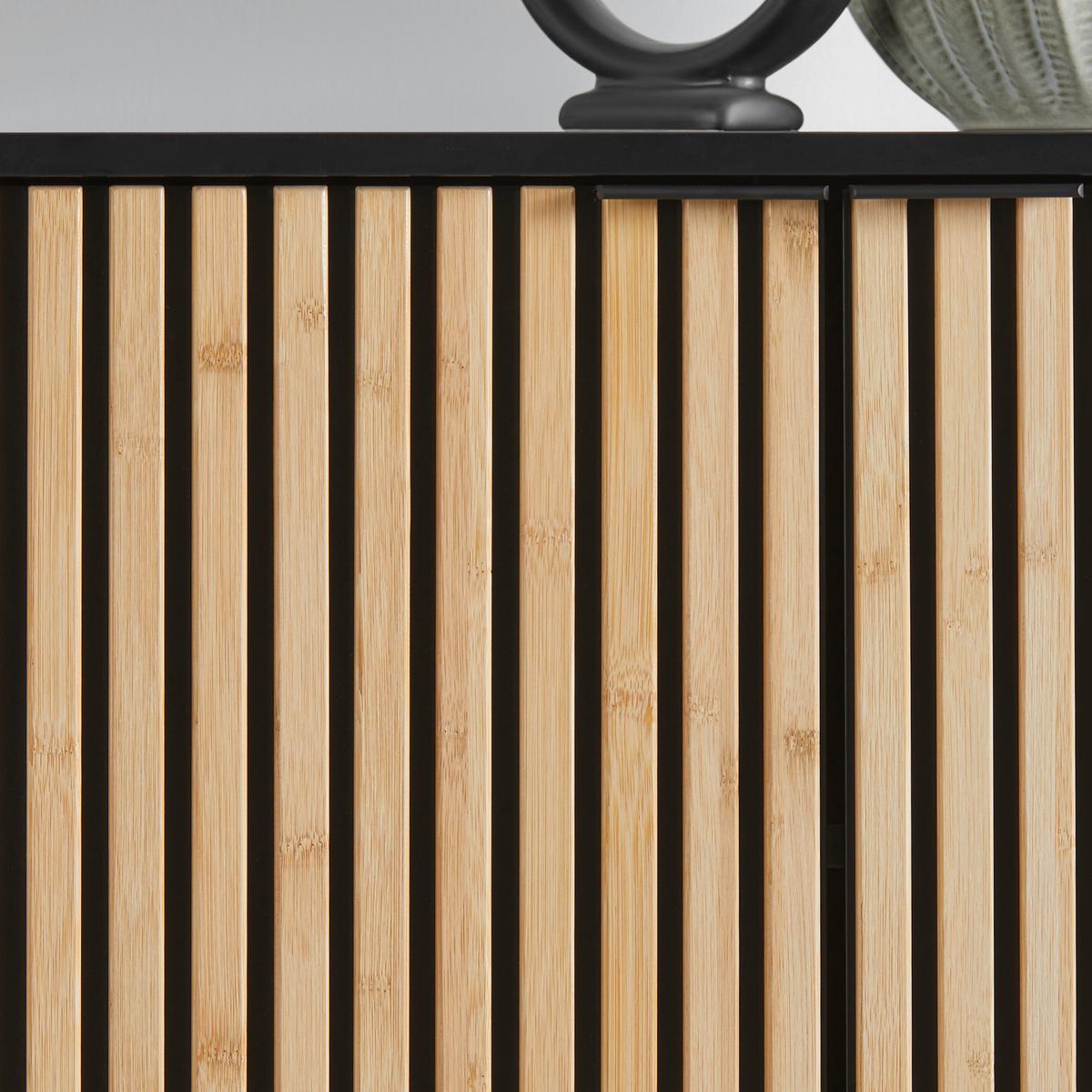 Kommode Madrid Schwarz/Naturfarben massiv - Eichefarben/Schwarz, Modern, Holz/Holzwerkstoff (76/90/35cm) - Mömax