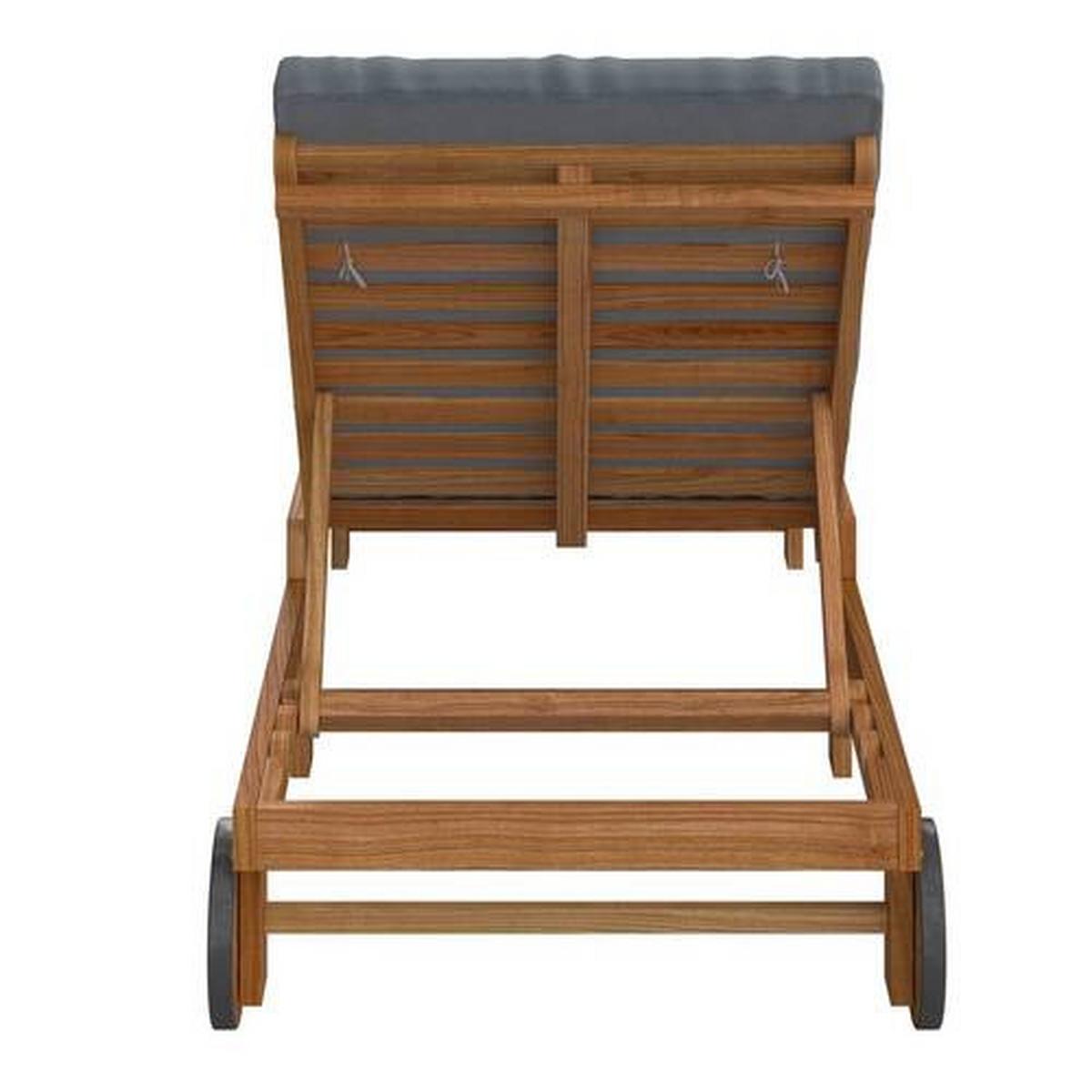 LEŻAK OGRODOWY TENERIFFA - kolor akacjowy/szary, Basics, drewno/tkanina (186/32/70cm) - Ambia Garden