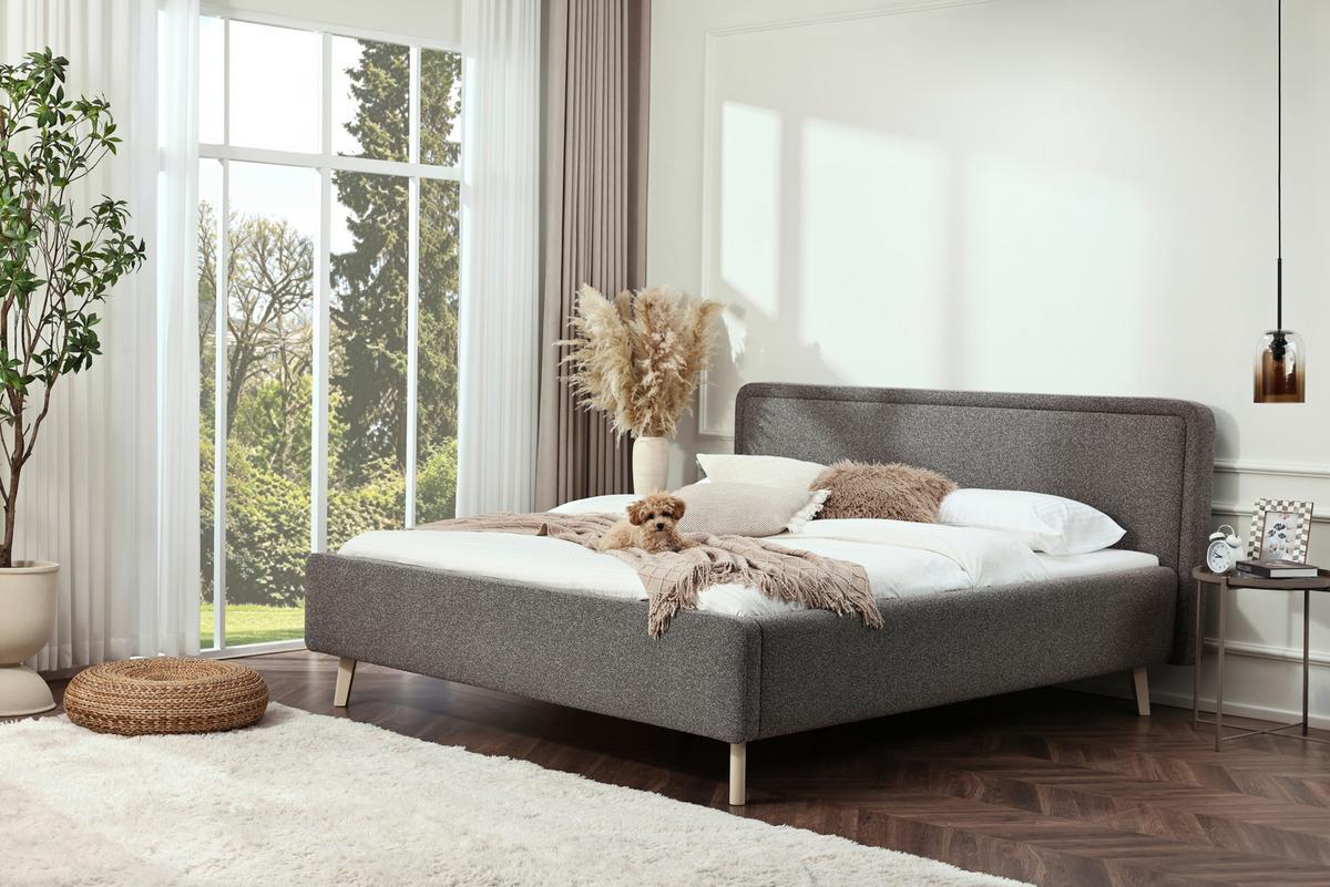 Polsterbett Skagen Braun ca. 160x200cm - Sandfarben/Braun, KONVENTIONELL, Holz/Textil (160/200cm) - Mömax