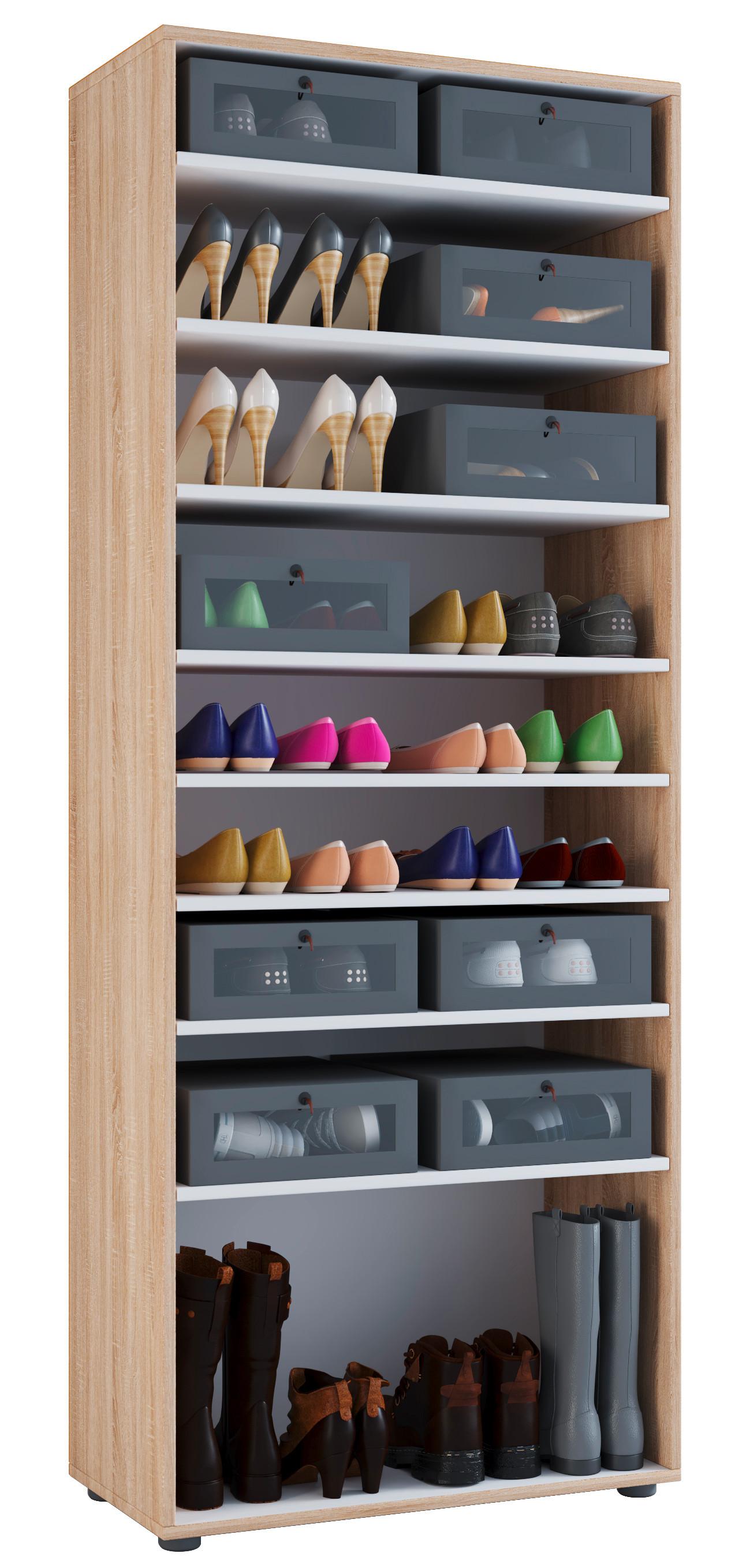 SCHUHSCHRANK VANDOL I 9 OT - Sonoma Eiche, Design, Holzwerkstoff (71/180/37cm) - MID.YOU