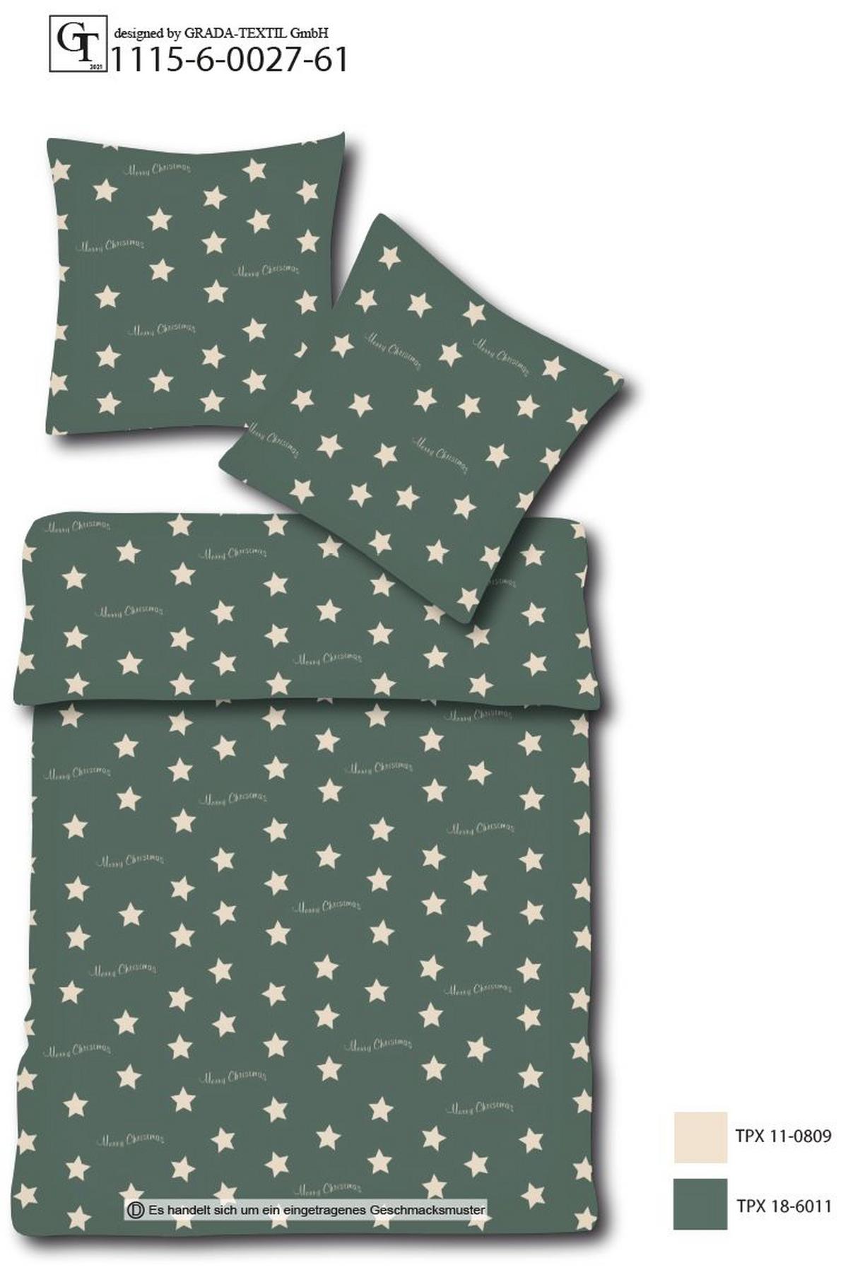 Bettwäsche Stars in Grün ca. 160x210cm - Grün, Konventionell, Textil (160/210cm) - Modern Living