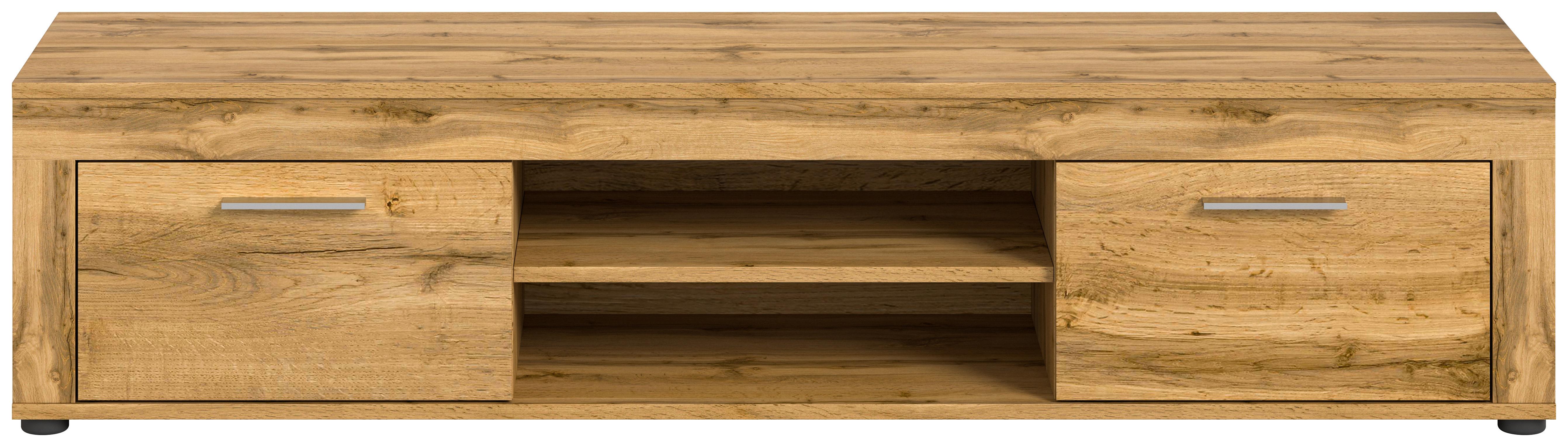 Lowboard Jam ca. 160x37x40 cm Eiche Wotan - Eiche Wotan/Silberfarben, Design, Holzwerkstoff/Kunststoff (160/37/40cm) - MID.YOU