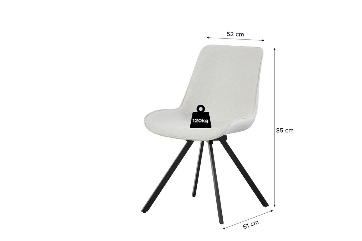 STUHL-SET EMILIA - Creme/Schwarz, Modern, Textil/Metall (52/85/61cm) - MID.YOU